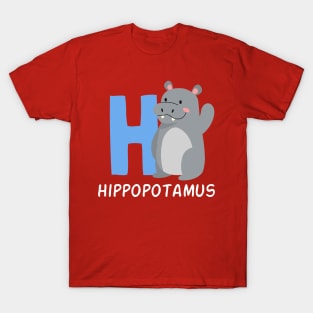 Alphabet H Hippopotamus Funny T-Shirt